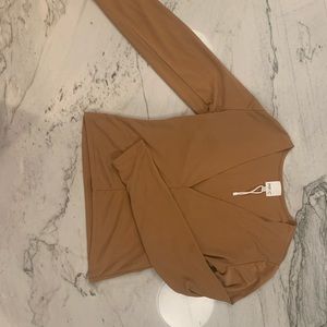 Tan plunge Blouse